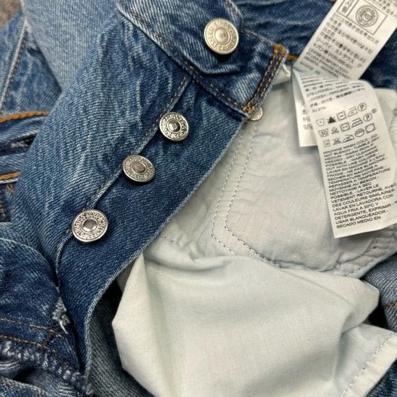 Levi’s ribcage straight ankle jeans distressed medium wash high rise cropped 32 - Picture 8 of 9